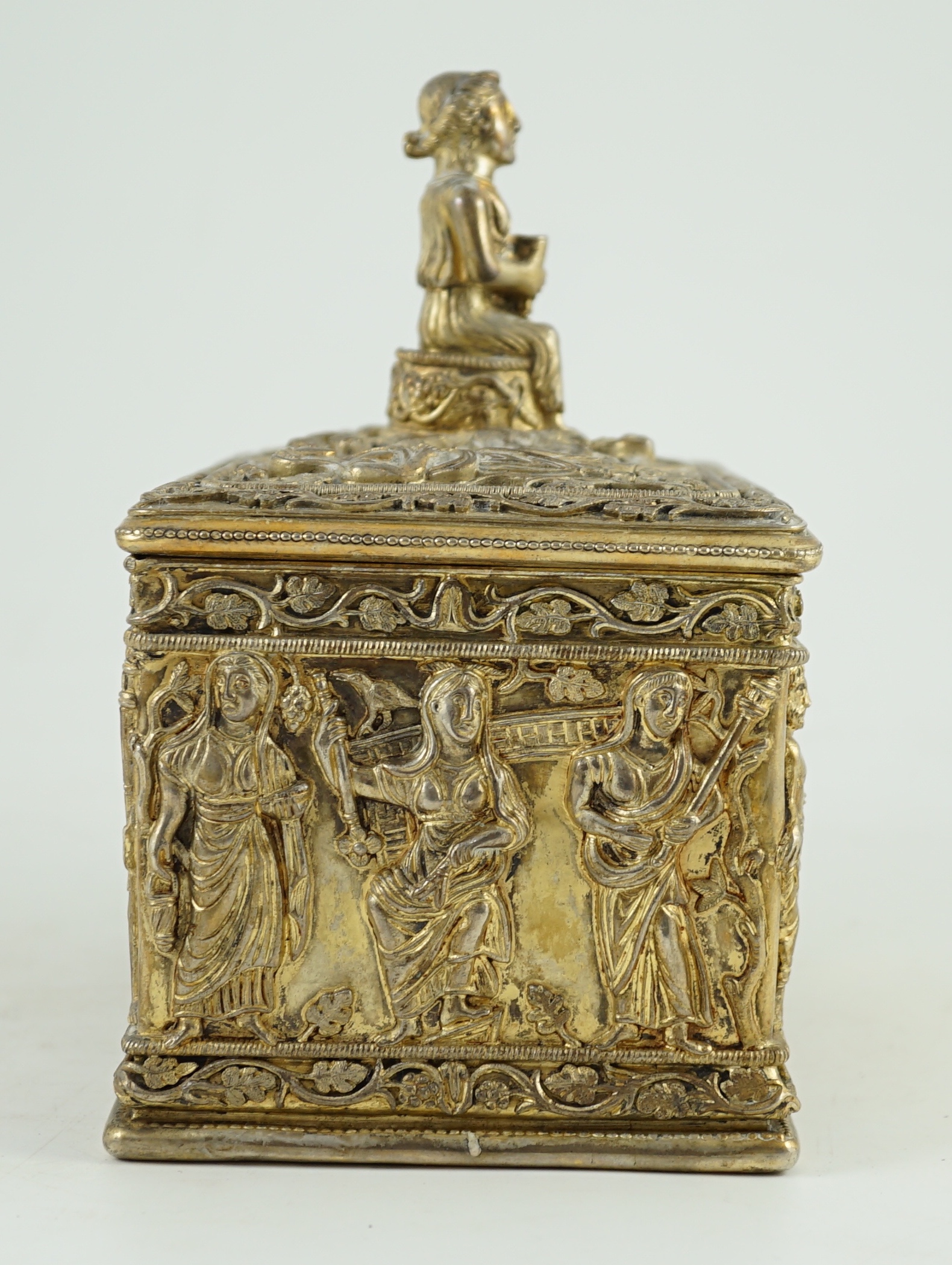 A German 800 standard parcel gilt silver Byzantine style rectangular casket, by Paul Telge, Berlin